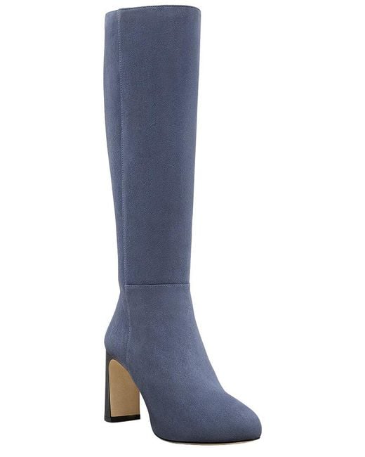 Stuart Weitzman Blue Babette Platform Zip Suede Boot