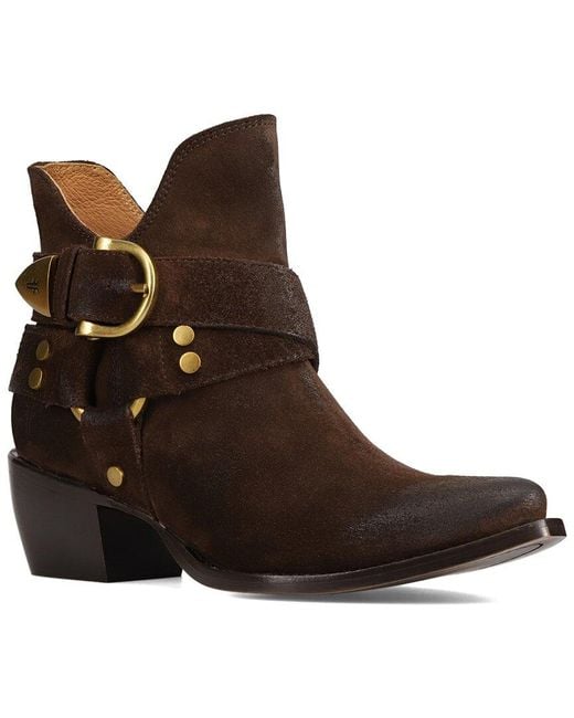 Frye Brown Sacha Multi Strap Suede Bootie