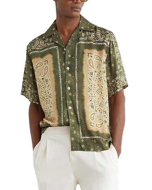 Reiss Green Vicente Paisley Print Casual Shirt for men