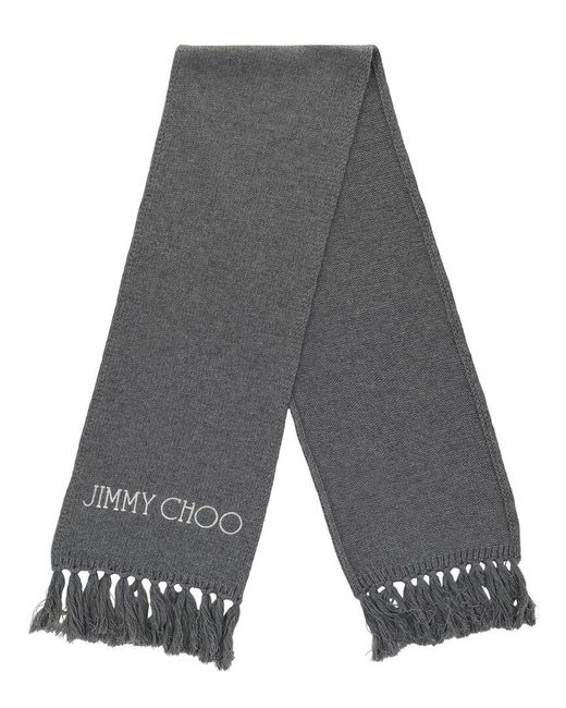 Jimmy Choo Gray Wool Scarf