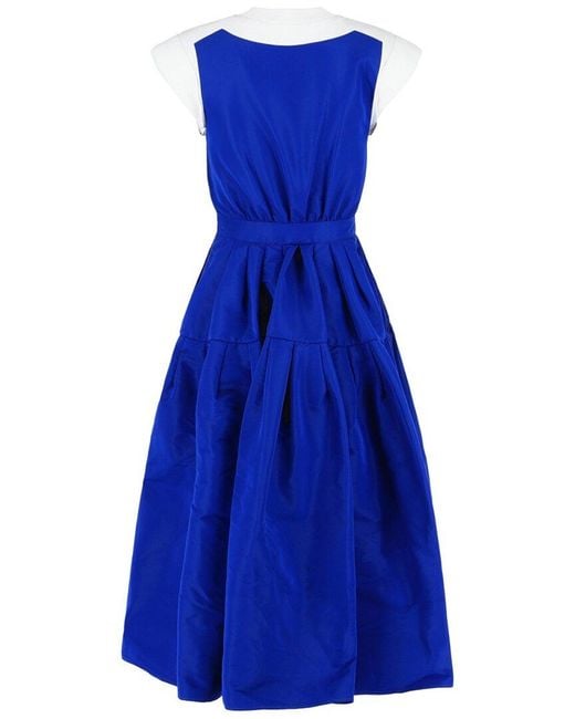 McQueen Blue A-Line Midi Dress