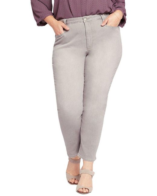 NYDJ Gray Plus Relaxed Straight Skinny Jean
