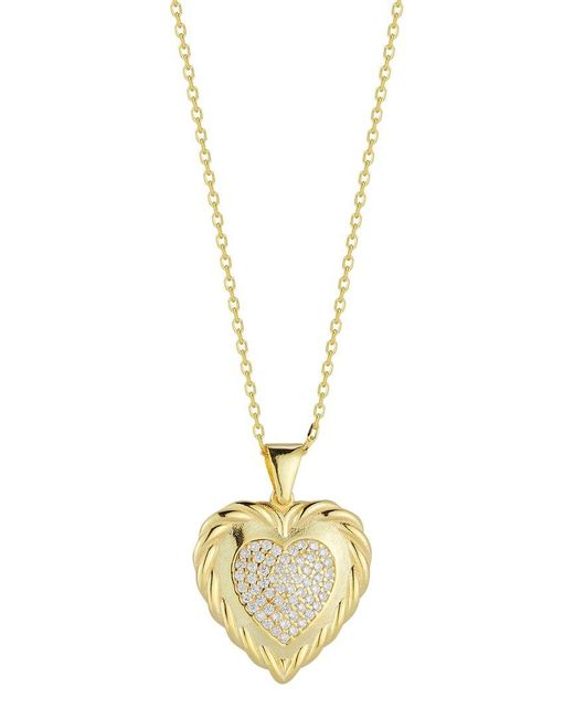 Sphera Milano Metallic 14k Over Silver Cz Heart Necklace