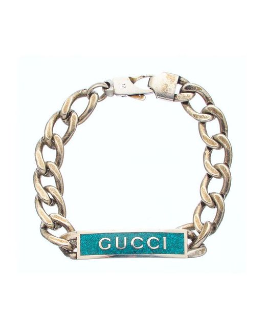 Gucci Blue Silver Tag Bracelet for men