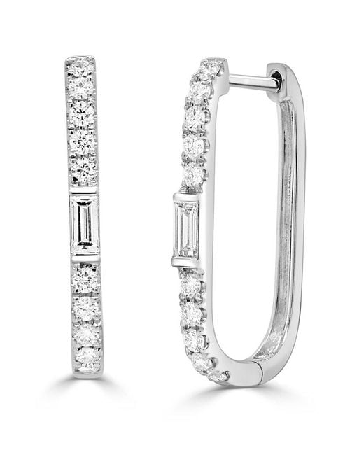 Sabrina Designs White 18K 0.43 Ct. Tw. Diamond Rectangular Hoop Earrings