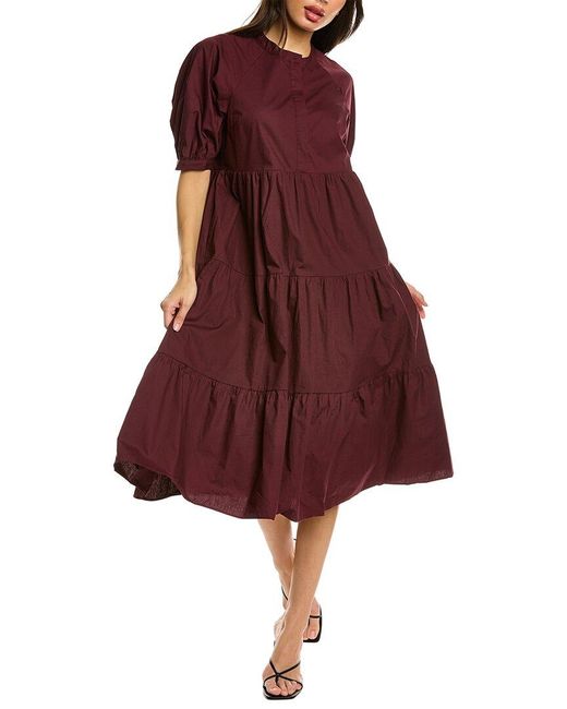 English Factory Cotton Tiered Midi Dress | Lyst