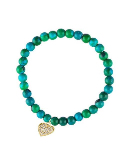 Liv Oliver Green 18k Plated 46.00 Ct. Tw. Turquoise Cz Heart Charm Bracelet