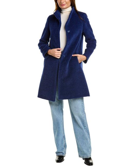 Cinzia Rocca Blue Wool & Alpaca-blend Coat