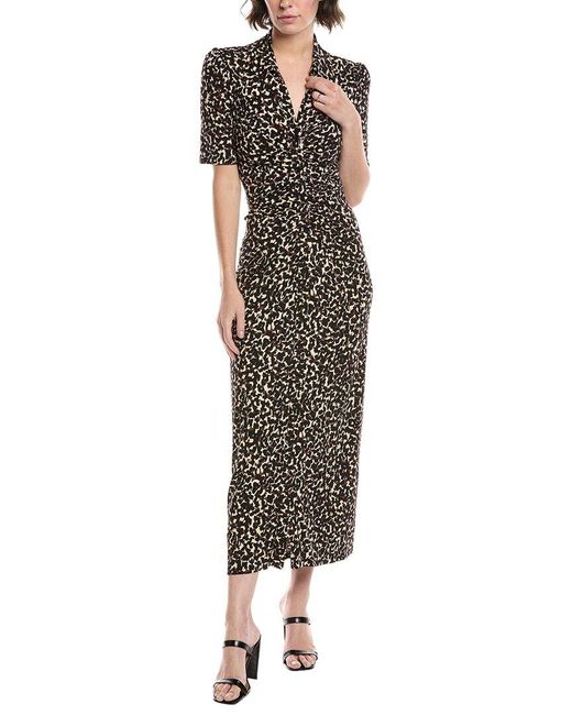 Diane von Furstenberg Brown Zoey Button-Up Midi Dress