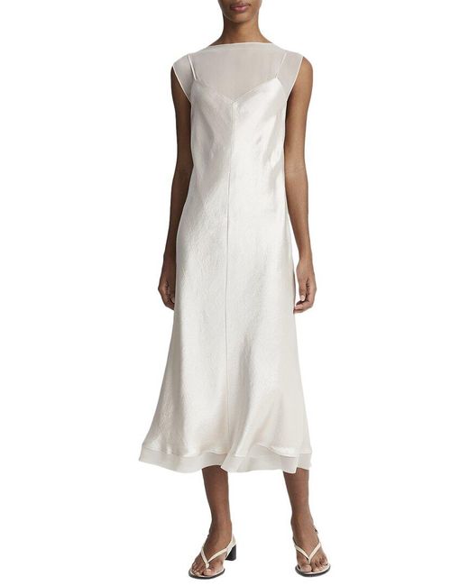 Vince Natural Chiffon Layered Slip Dress