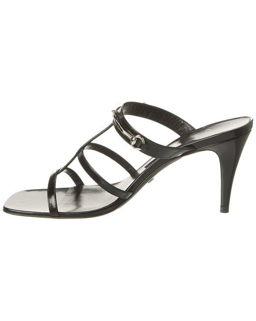 Gucci Black Slim Horsebit Leather Sandal