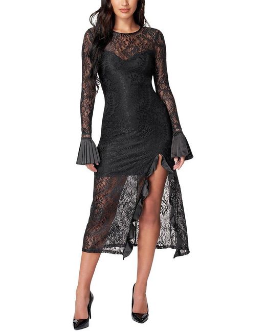 Bebe Black Slit Lace Dress