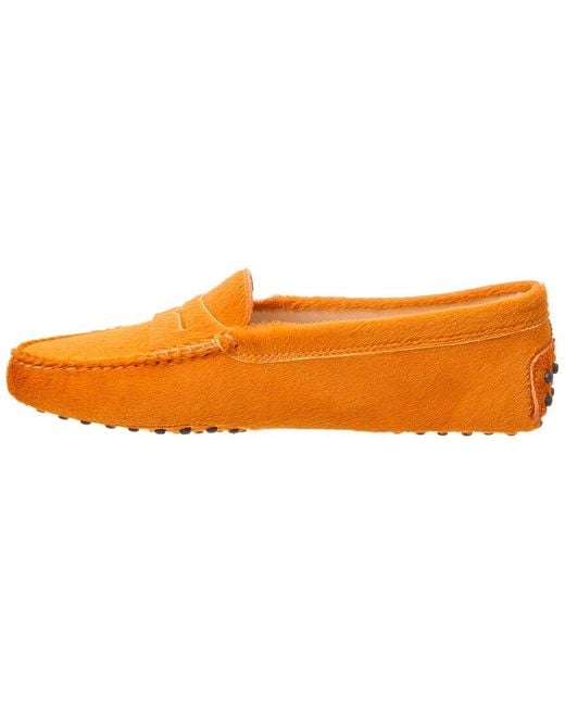 Tod's Orange Gommini Haircalf Loafer