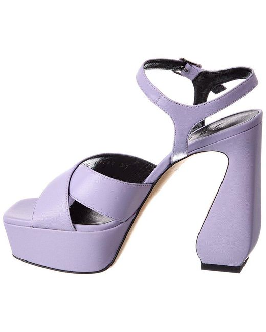 Sergio Rossi Blue Leather Platform Sandal