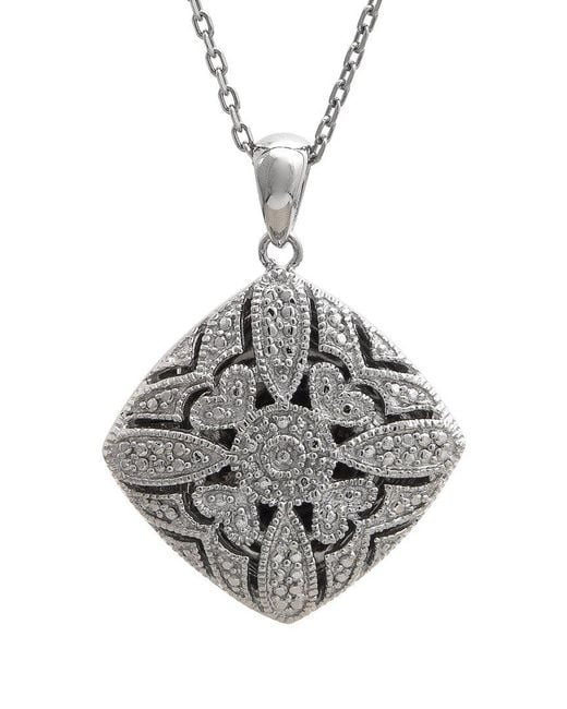 Diamond Select Cuts Metallic Silver 0.02 Ct. Tw. Diamond Locket Pendant