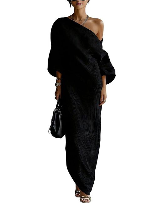 ENJOY PETRA Black One-Shoulder Maxi Dress