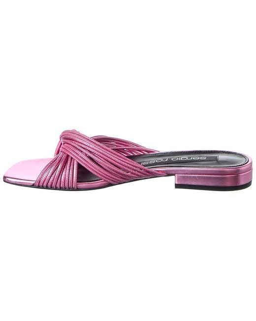 Sergio Rossi Pink Akida Leather Sandal