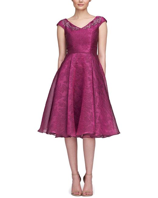 THEIA Purple Kit Bateau Neck Cocktail Dress