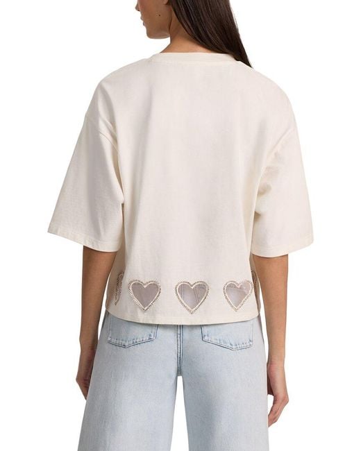 Alice + Olivia White Evan Oversized Crop Tee