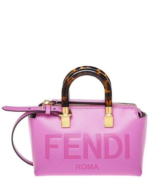 Fendi Purple By The Way Mini Boston Leather Bag
