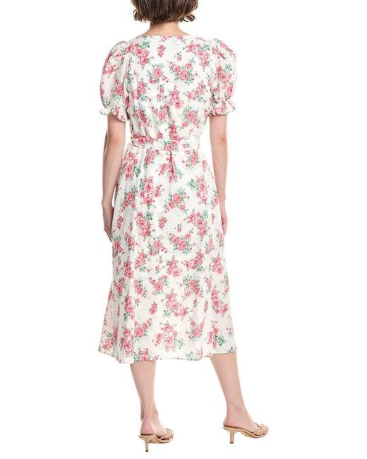 Endless Rose Pink Floral Linen-Blend Midi Dress