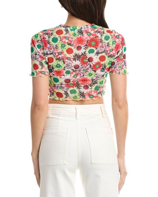 AFRM Red Isla Crop Mesh T-Shirt