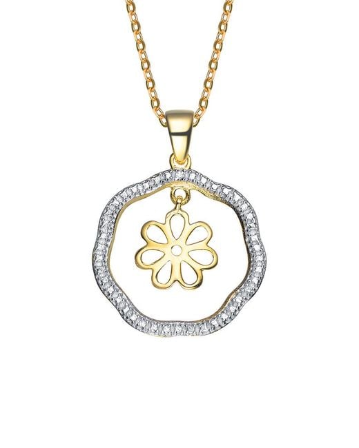 Genevive Jewelry Metallic 14k Over Silver Cz Necklace
