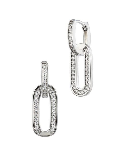 Savvy Cie White Plated Cz Drop Earrings