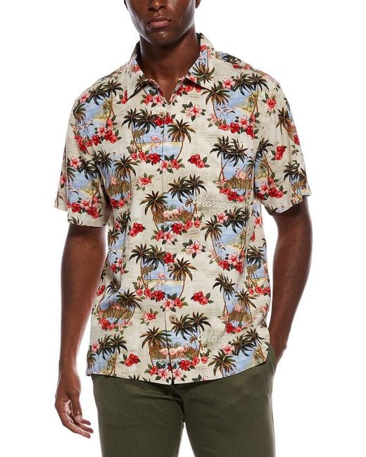 Tommy Bahama Gray Greetings From Florida Silk Shirt for men