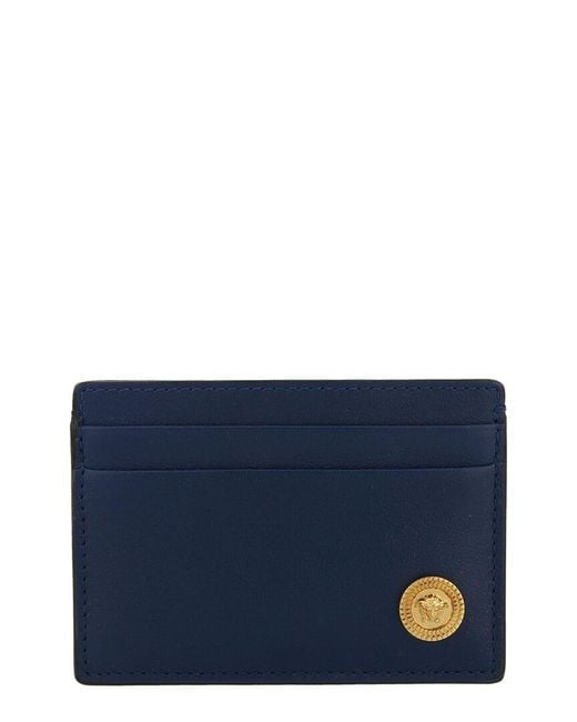 Versace Blue Leather Card Holder for men