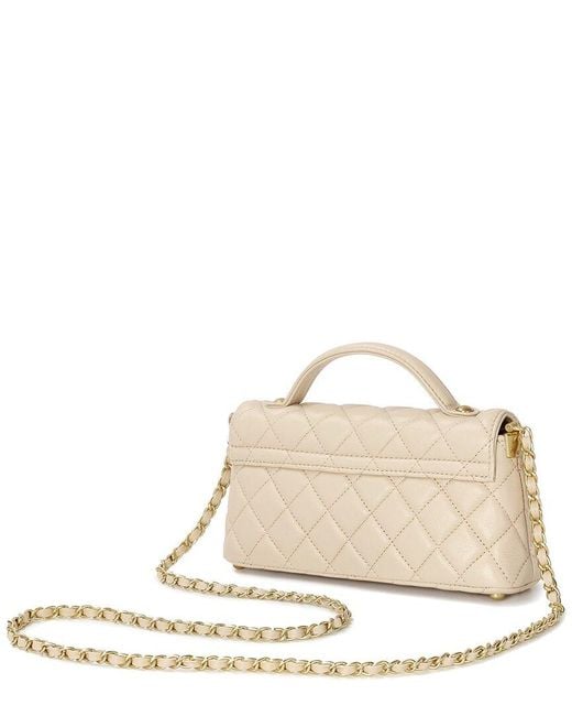 Tiffany & Fred Paris Natural Top-Handle Quilted Sheepskin Leather Shoulder Bag