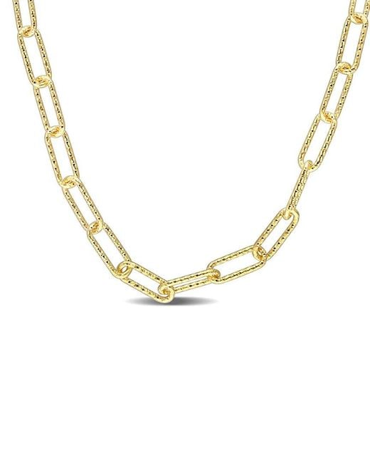 Italian Silver Metallic 18k Over Paperclip Chain Necklace