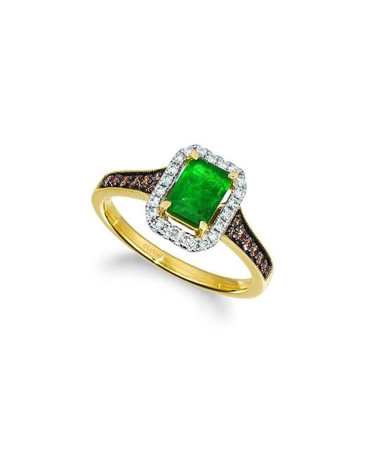 Le Vian Green Balance 14k Two-tone 1.01 Ct. Tw. Diamond & Emerald Half-eternity Ring