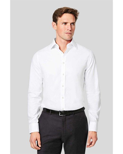 Charles Tyrwhitt White Non-iron Mini Herringbone Slim Fit Shirt for men
