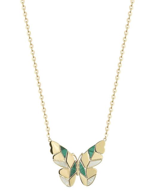 Ember Fine Jewelry Metallic 14K Malachite, Mother-Of-Pearl Necklace
