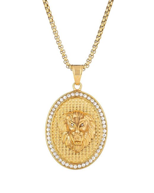 Eye Candy LA Metallic The Bold Collection Titanium Cz Lion Head Necklace
