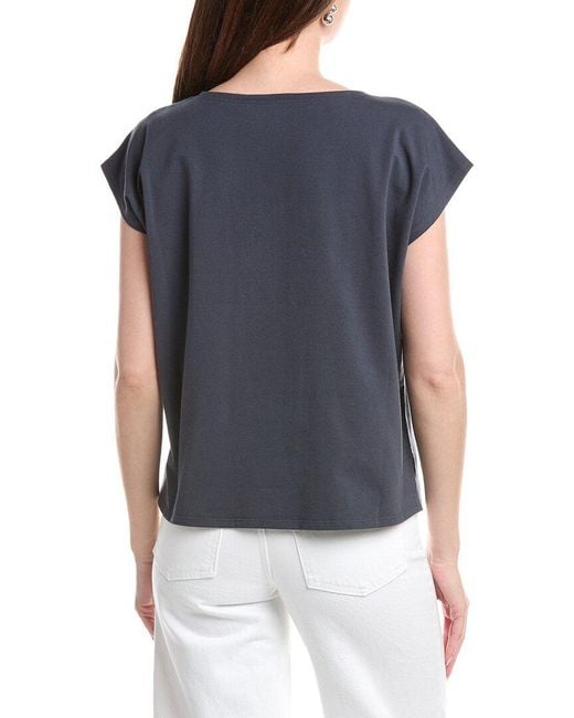 Eileen Fisher Blue Ballet Neck Box Top