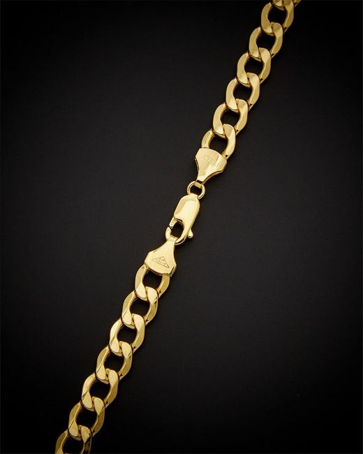 Italian Gold Black 14k Air Solid Curb Link Necklace