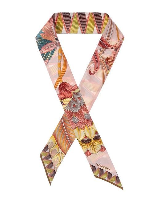 Ferragamo Metallic Butterflies Print Silk Scarf
