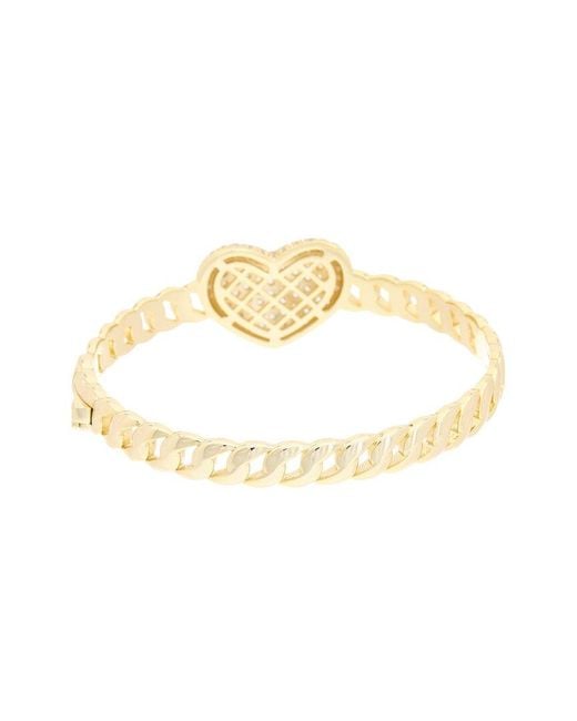 Juvell White 18K Plated Cz Heart Link Bangle Bracelet