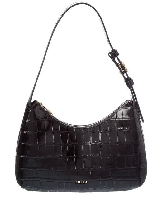 Furla Black Febe Small Leather Hobo