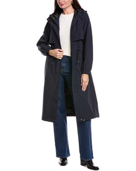 Tahari Black Amelia Long Raincoat