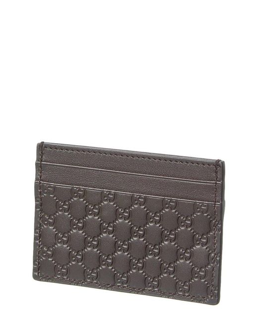 Gucci Gray GG Leather Card Holder for men