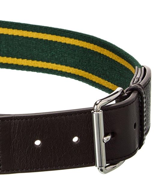 Tod's Green Web & Leather Belt for men