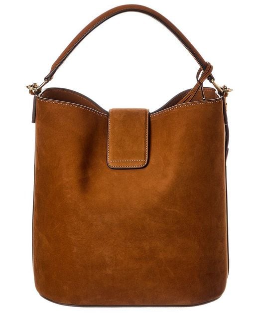 Céline Brown Louise Medium Leather Bucket Bag