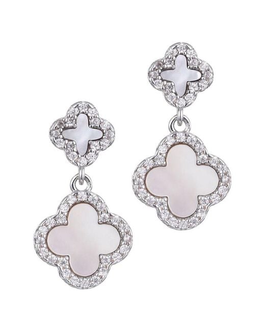 Adornia White Plated Mother-Of-Pearl Double Drop Earrings