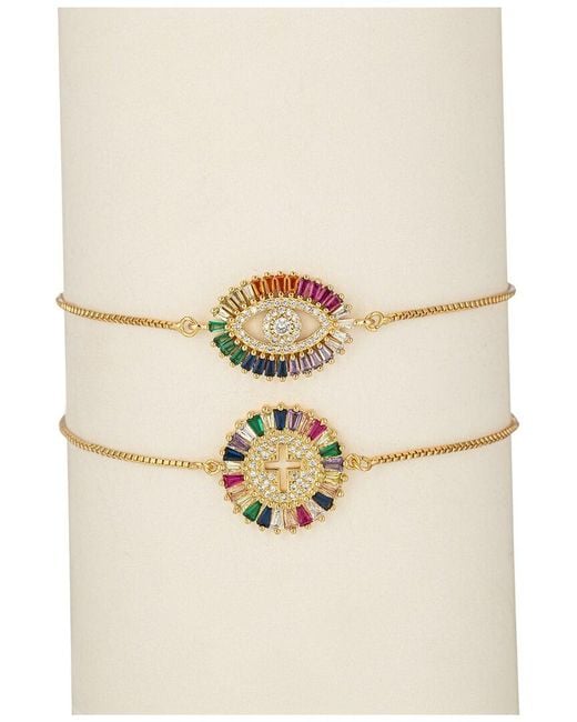 Eye Candy LA Natural The Luxe Collection Cz Eye & Cross Cuff Bracelet Set
