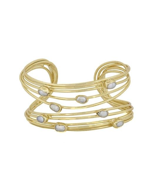 Ebru Jewelry Metallic Pearl Collection Plated 0.27In Pearl Cuff Bracelet