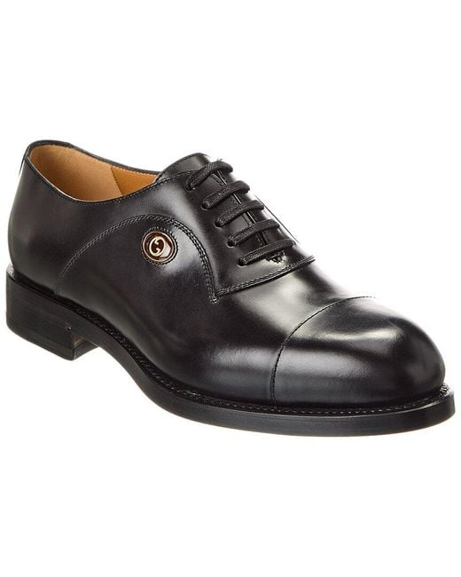 Gucci Black Interlocking G Leather Oxford for men
