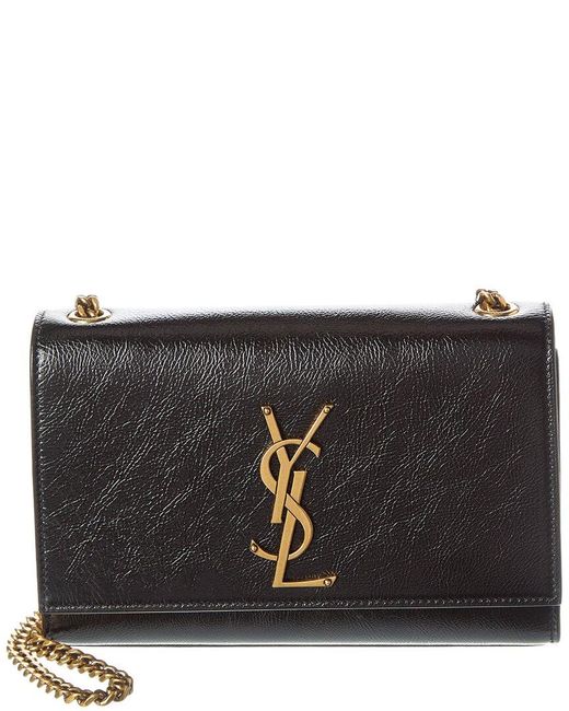 Saint Laurent Black Kate Small Shiny Grained Leather Shoulder Bag